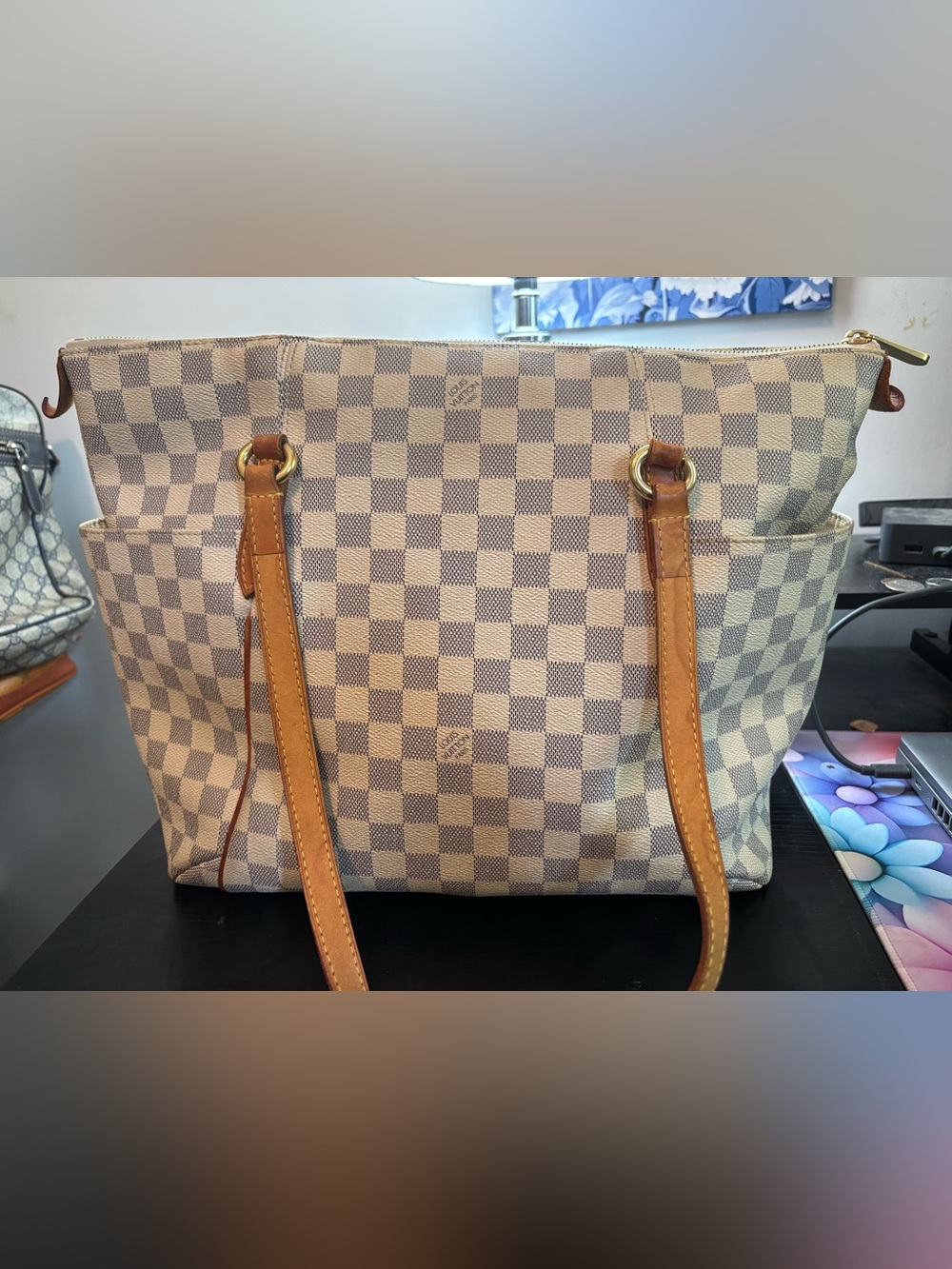 Authentic Louis Vuitton Discontinued Totally MM Tote – Damier Azur Canvas - Picture 2 of 16
